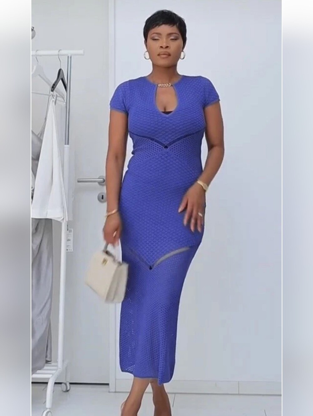 Zara Cobalt Blue Keyhole Maxi Dress Size Small